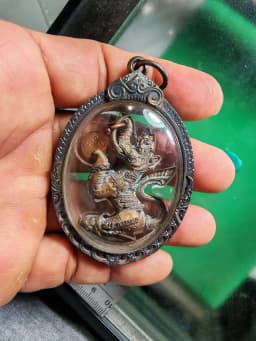 Phaya Khachsihkh Luang Pu Kalong B.E. 2549 Nuea Nava Loha Wat Khao Liam Amulet #3384 Silver Casing — รูปที่ 5