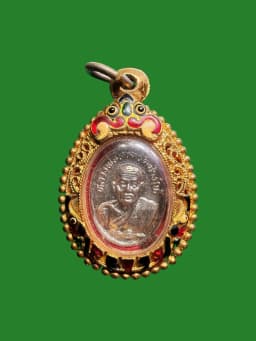 Luang Pu Tuat Medu Taeng Amulet, Wat Chang Hai, B.E. 2522, Alpaca Nickel-Plated Frame — รูปที่ 1