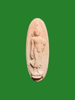 Buddha 25th Century B.E. 2500 Red Dual-Tone Clay Amulet with Twin Pedestals — รูปที่ 1