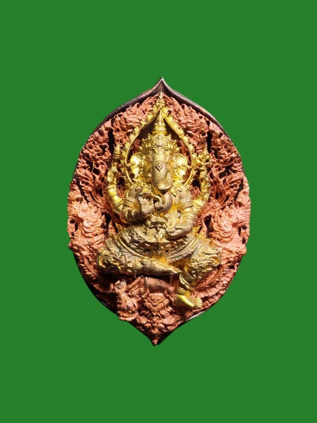 Ganesha Cast Coin Amulet with Garuda Reverse - Wish Fulfillment Edition, Blessed in Thailand & Nepal, Tri-Churi Gold Alloy, 4cm Height