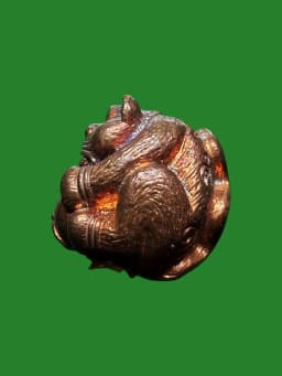 Wealth-Receiving Cat Amulet, Luang Pu Kham Bu, Wat Kud Chom Phu, Ubon Ratchathani, B.E. 2554, Bell Metal — รูปที่ 2