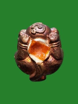 Wealth-Receiving Cat Amulet, Luang Pu Kham Bu, Wat Kud Chom Phu, Ubon Ratchathani, B.E. 2554, Bell Metal — รูปที่ 3