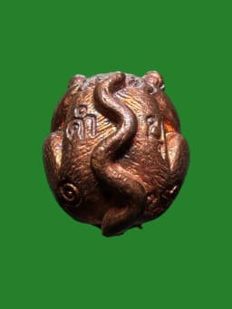 Wealth-Receiving Cat Amulet, Luang Pu Kham Bu, Wat Kud Chom Phu, Ubon Ratchathani, B.E. 2554, Bell Metal — รูปที่ 4
