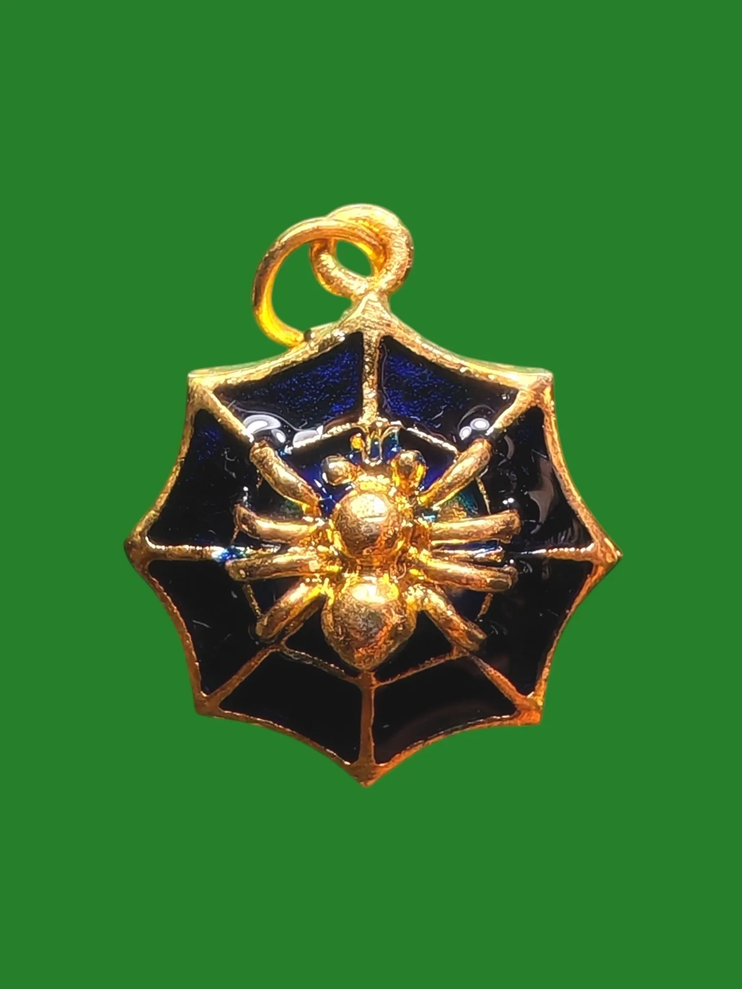 Spider Web Wealth-Catching Coin Luang Pu Supha B.E. 2547 Gold Leaf Glazed Wat Silsupharam Phuket