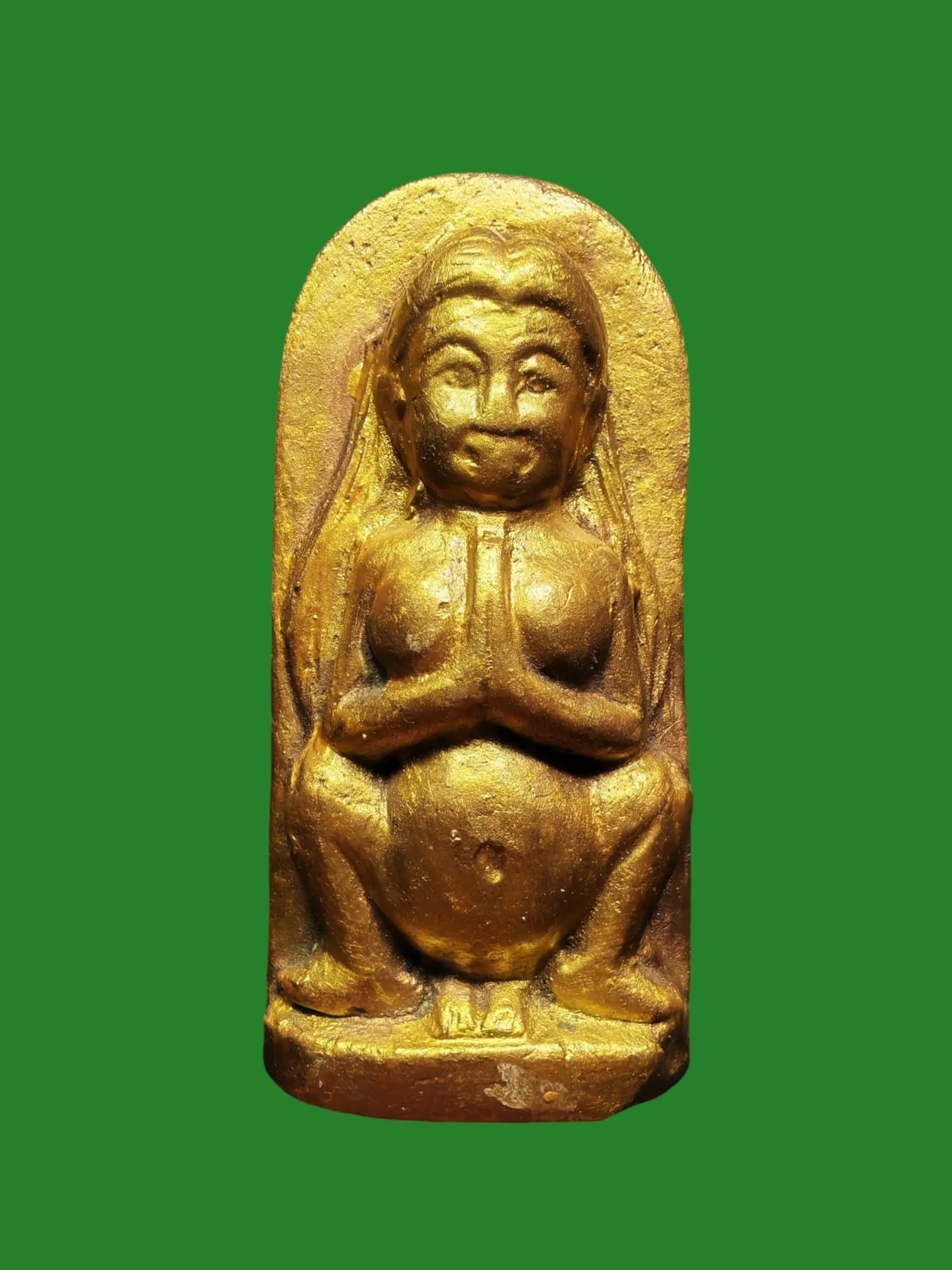 :Mae Nang Pim Powder Amulet, Luang Pho Arp, Wat Thong Thai, Nakhon Pathom, B.E. 2551, with Wooden Altar Stand