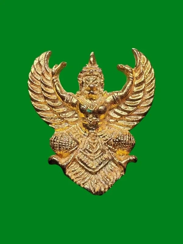 Garuda Amulet 'Great Wealth' Edition B.E. 2537 Gold-Plated Metal Wat Bodhi Thong