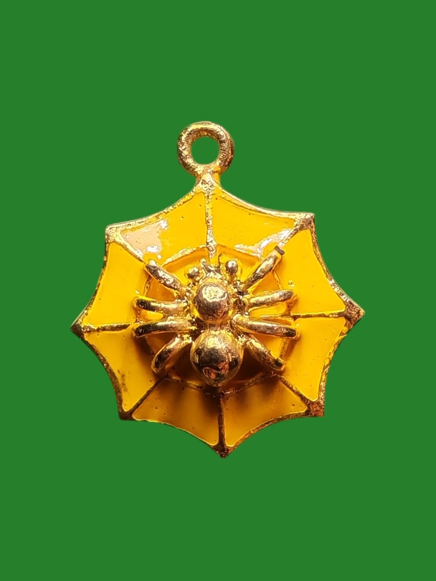 Spider Wealth-Trap Coin B.E. 2547 Gold-Leaf Glazed by Luang Pu Supha, Wat Silsupharam, Phuket