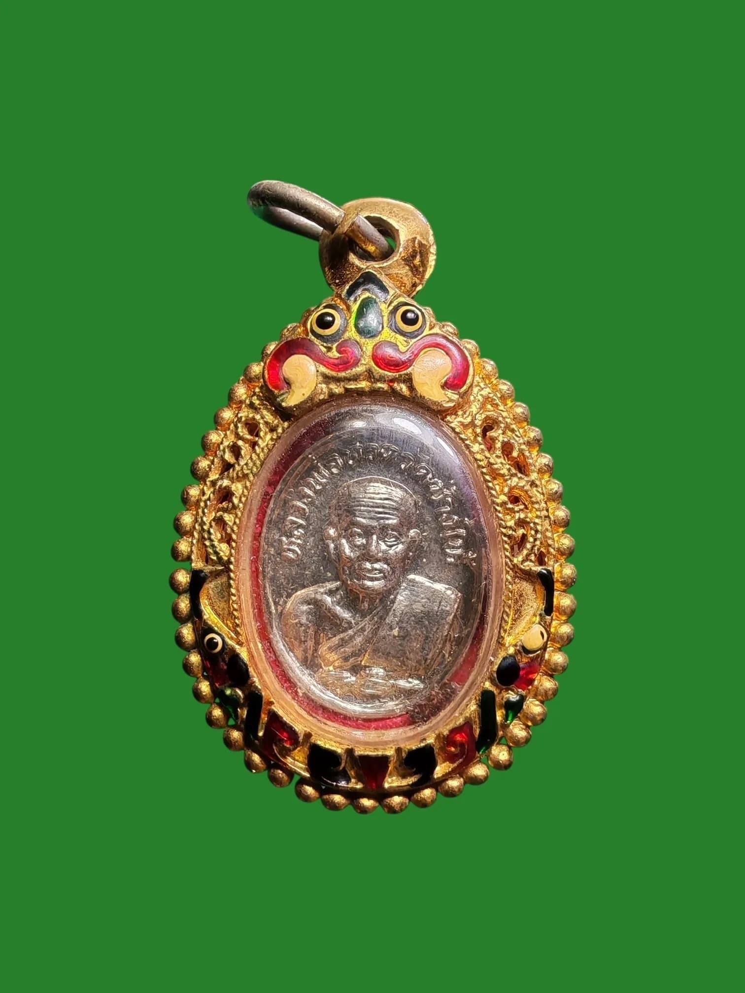Luang Pu Tuat Medu Taeng Amulet, Wat Chang Hai, B.E. 2522, Alpaca Nickel-Plated Frame