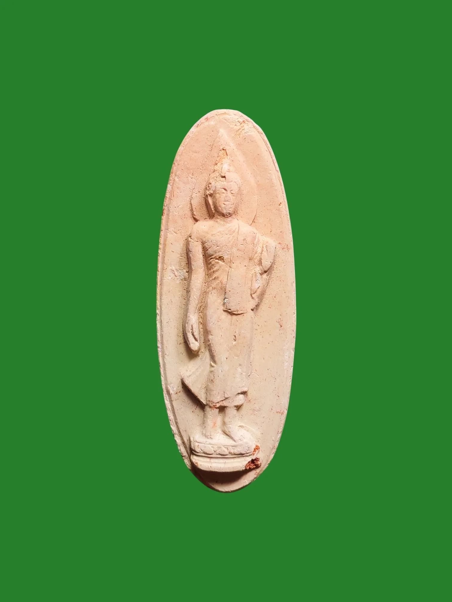 Buddha 25th Century B.E. 2500 Red Dual-Tone Clay Amulet with Twin Pedestals